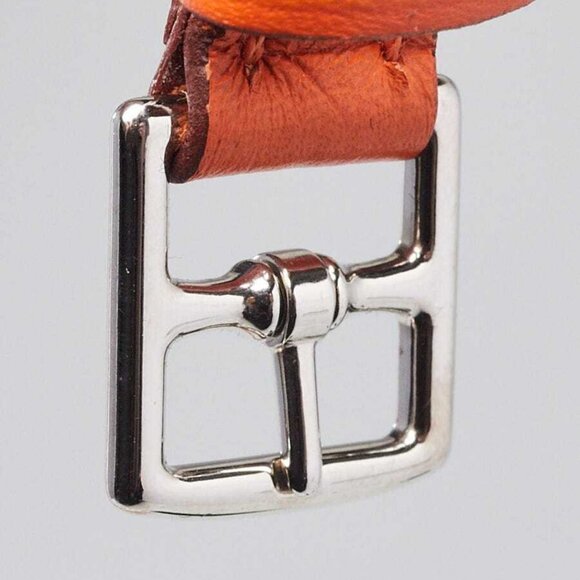 Hermes Orange/Gold Swift Leather Mini Etriviere 4 Tours Leather Wrap Bracelet - Picture 4 of 6